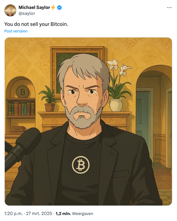 Michael Saylor im Ghibli-Stil: Ein symbolischer Aufruf zum HODL im chaotischen Kryptomarkt