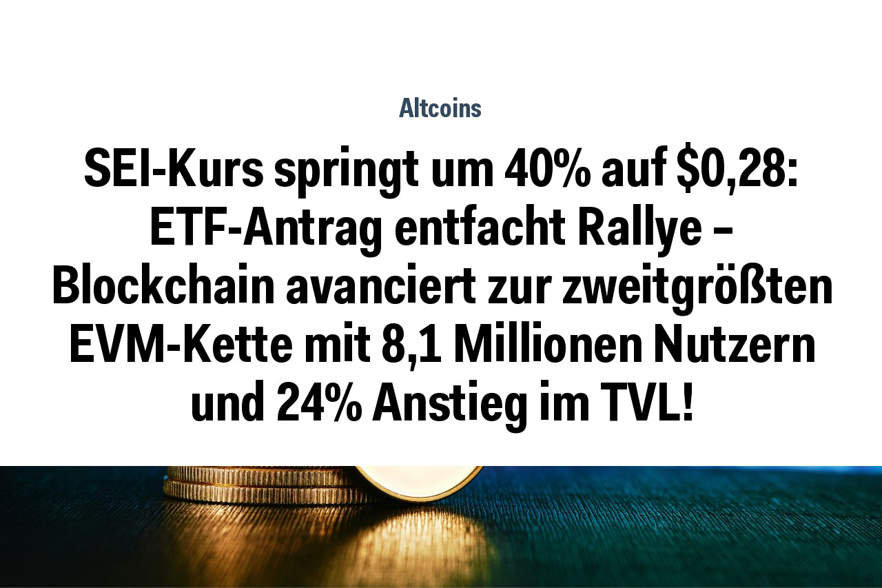SEI-Kurs springt um 40% auf $0,28: ETF-Antrag entfacht Rallye – Blockchain avanciert zur zweitgrößten EVM-Kette mit 8,1 Millionen Nutzern und 24% Anstieg im TVL!