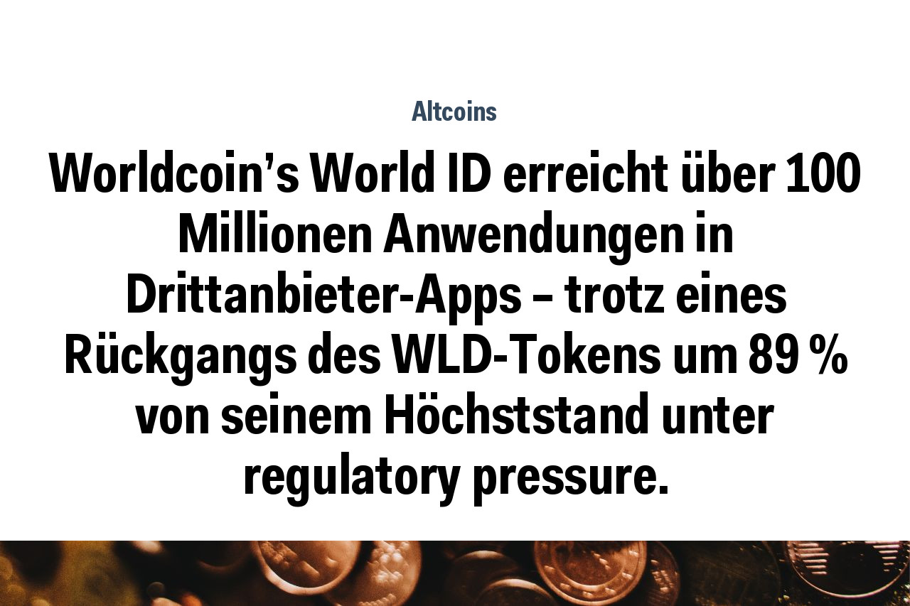 Worldcoin's World ID erreicht über 100 Millionen Anwendungen in Drittanbieter-Apps – trotz eines Rückgangs des WLD-Tokens um 89 % von seinem Höchststand unter regulatory pressure.
